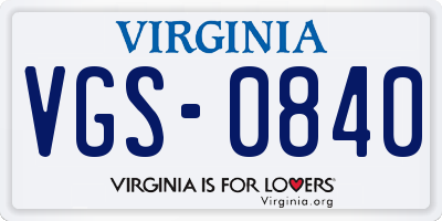 VA license plate VGS0840