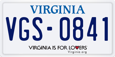 VA license plate VGS0841