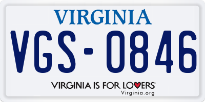 VA license plate VGS0846
