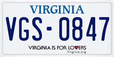 VA license plate VGS0847