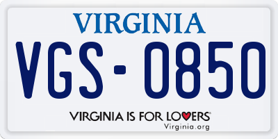 VA license plate VGS0850