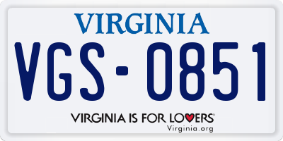 VA license plate VGS0851