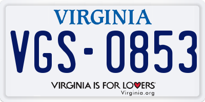 VA license plate VGS0853