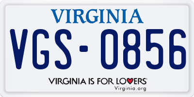 VA license plate VGS0856