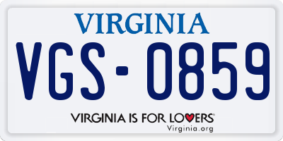 VA license plate VGS0859