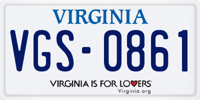 VA license plate VGS0861