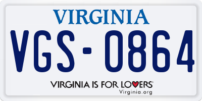 VA license plate VGS0864