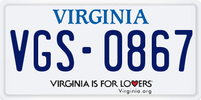 VA license plate VGS0867