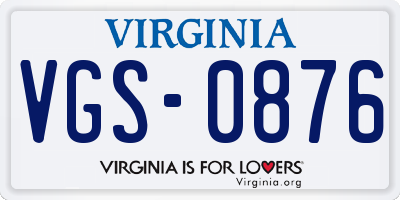 VA license plate VGS0876