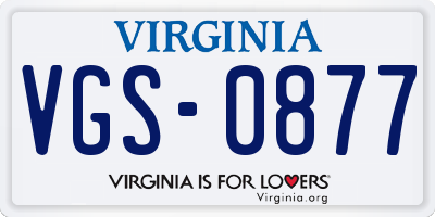 VA license plate VGS0877