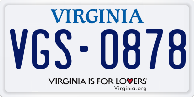 VA license plate VGS0878
