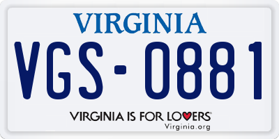 VA license plate VGS0881
