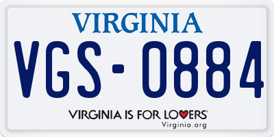 VA license plate VGS0884