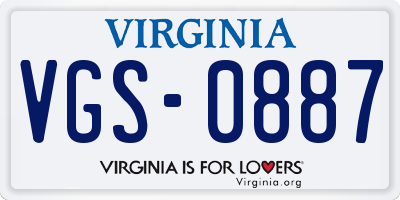 VA license plate VGS0887