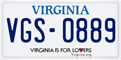 VA license plate VGS0889