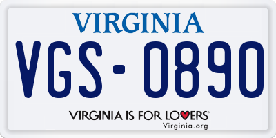 VA license plate VGS0890