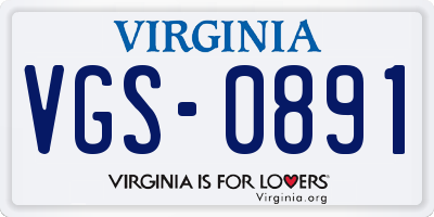VA license plate VGS0891