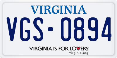 VA license plate VGS0894
