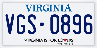VA license plate VGS0896