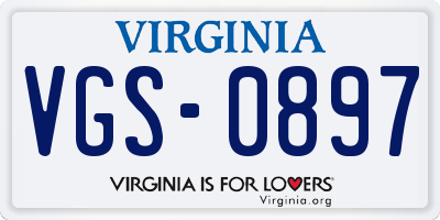 VA license plate VGS0897
