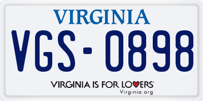 VA license plate VGS0898