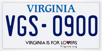 VA license plate VGS0900