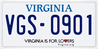 VA license plate VGS0901