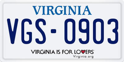 VA license plate VGS0903
