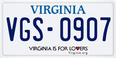 VA license plate VGS0907