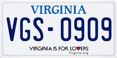 VA license plate VGS0909