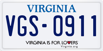VA license plate VGS0911