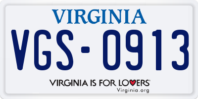 VA license plate VGS0913