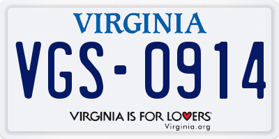VA license plate VGS0914