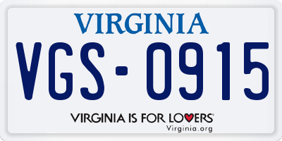 VA license plate VGS0915