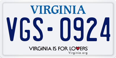 VA license plate VGS0924