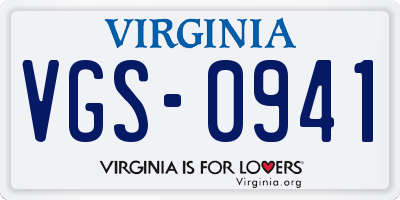VA license plate VGS0941