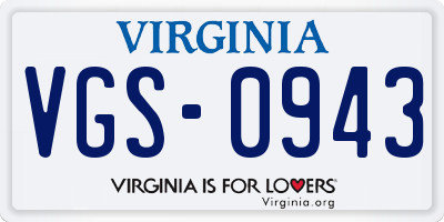 VA license plate VGS0943