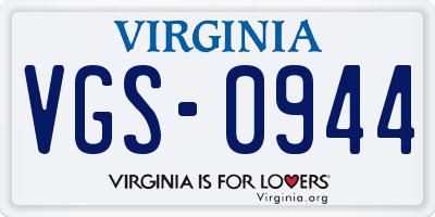 VA license plate VGS0944