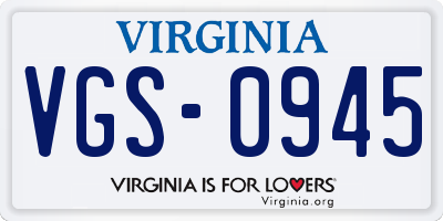 VA license plate VGS0945