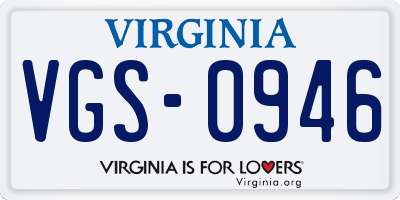 VA license plate VGS0946