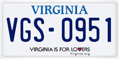 VA license plate VGS0951