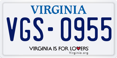 VA license plate VGS0955