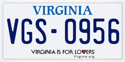 VA license plate VGS0956