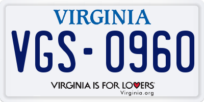 VA license plate VGS0960