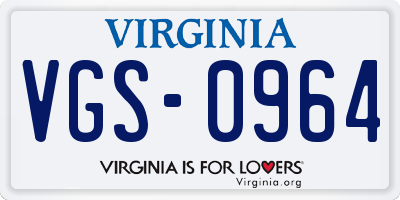VA license plate VGS0964
