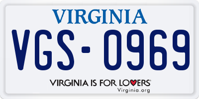 VA license plate VGS0969