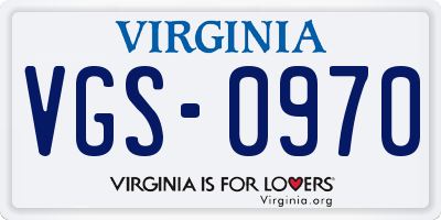 VA license plate VGS0970