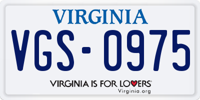 VA license plate VGS0975
