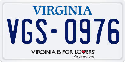 VA license plate VGS0976