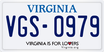 VA license plate VGS0979